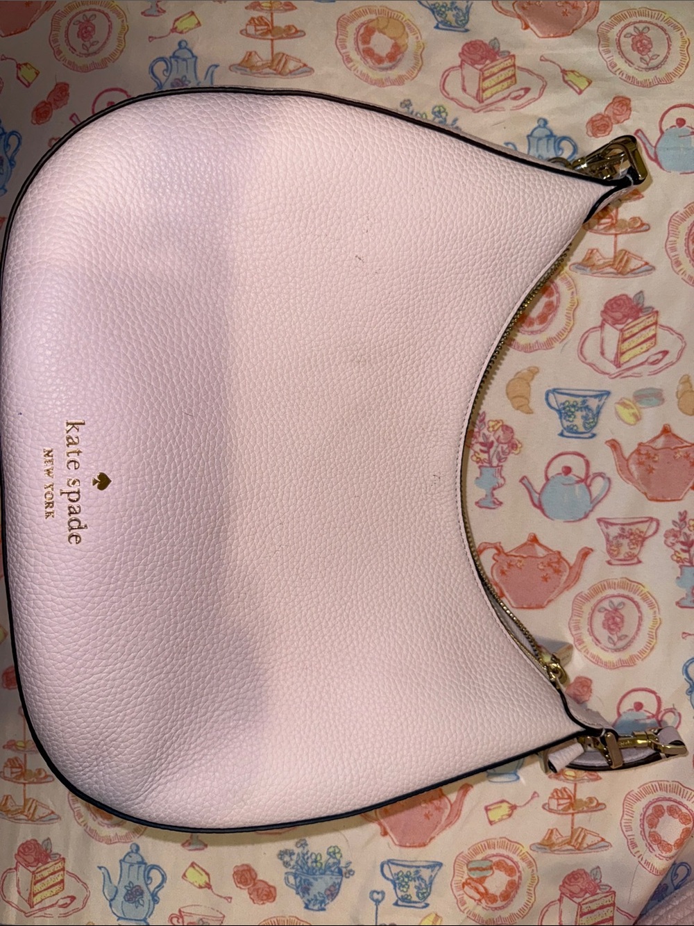 kate spade Light Pink Pebbled Leather Shoulder Bag with Gold Hardware